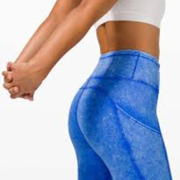 Lululemon Fast and Free High Rise Tight 25" *Ice Dye Ice Wash Cerulean Blue - Picture 3 of 9